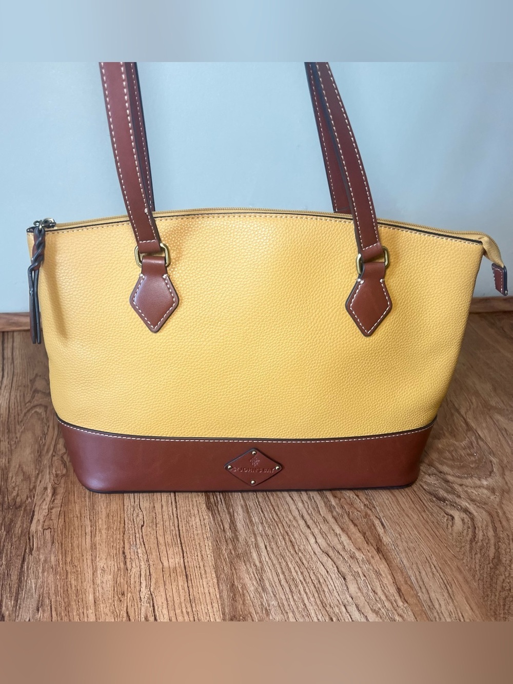 St. John's Bay Yellow and Brown Two-Tone Tote